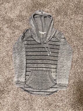 Roxy Heather Gray Striped Hooded Pullover